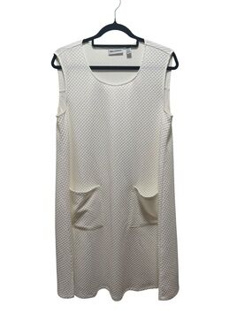 Nina Leonard Cream Textured Sleeveless Shift Dress